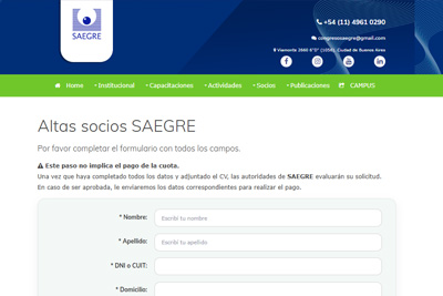 Sistema registro socios SAEGRE